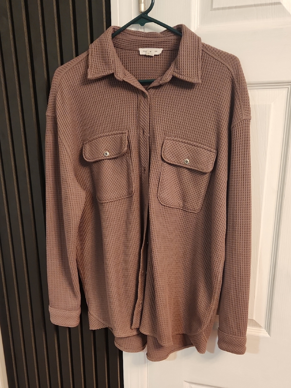 Beach Lunch Lounge Waffle Knit Button Up Shirt Shacket Medium